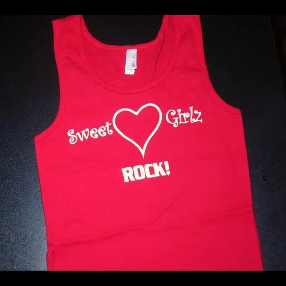 “Sweet Girls Rock !” women’s tank tops (Red/white) - Picture 3 of 3
